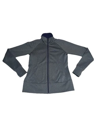 Chaqueta con cremallera PUMA para mujer pequeña gris con ribete púrpura manga larga Foto 1 de 4