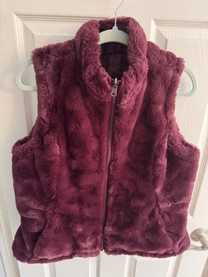 Chaleco Nicole Miller Mujer Mediano Borgoña Polar Acolchado Bolsillos Reversibles Foto 1 de 4