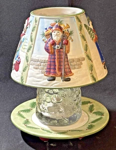 Keramik Kerzenlampe MICHAEL SPARKS Vintage Weihnachten Weihnachtsmann Schirm Sockel Windlichthalter - Bild 1 von 8