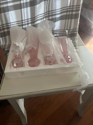 Anthropologie Gemma Glass Set 4 Pink Rose  - Image 1 of 4
