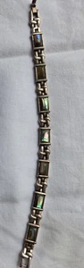 Women's Byzantine Chains Bracelet Stainless Steel Abalone Shell Jewelry 7.5"L - Picture 1 of 11