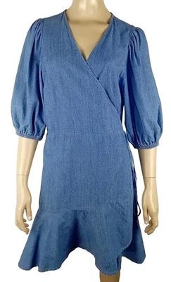 CITY CHIC ladies plus size 18 M dress blue denim wrap 100% cotton - image 1 of 4