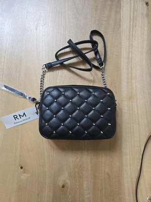 NUEVO Bolso Bandolera Vegano Rebecca Minkoff Acolchado Negro Tachonado Foto 1 de 4