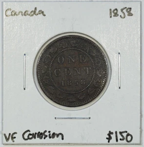 1858 Canada Large Cent VF Corrosion - Picture 1 of 2