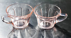 Vintage Depression Glass Mugs Pink Clear Coffee Tea Set of 2
