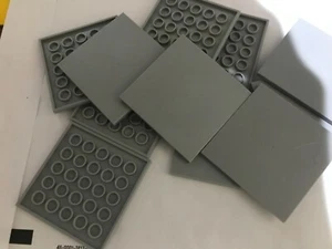 LEGO-NEW #10202-LIGHT BLUISH GREY-TILE 6 X 6 W/ BOTTOM TUBES-2 PIECES - Picture 1 of 1