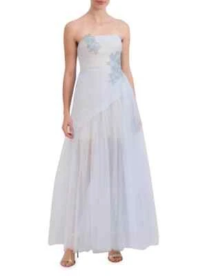 BCBGMAXAZRIA  Strapless Tulle Gown in SKYWAY BLUE WOMENS SIZE 14 NEW - Image 1 of 4