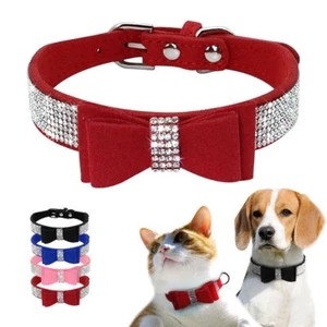 Elegant Rhinestone Cat Dog Collars Soft for Small Doggie Puppy Kitten XXS XS S M - Picture 1 of 16