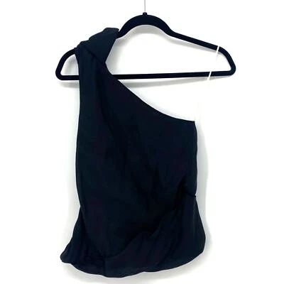 Blusa regata Aritzia Leon Max 26% seda preta um ombro tamanho 0 coquetel elegante - Imagem 1 de 4