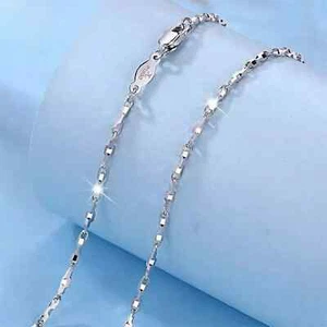 Pure Platinum 950 Chain Women Lucky 1.1mm Solid Beads Link Necklace 5.2g/16.9in - Picture 1 of 7