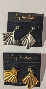 Liz Jordan Triangle Gold and Silver Colored Earrings w/Snap  - Picture 1 of 4