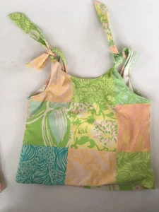 Lilly Pulitzer Sz 8 Million Dollar Patch Swim Suit Tankini Top Patchwork - Picture 1 of 4