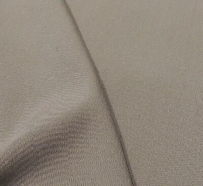 5+ Yards Light Weight Taupe Wool Blend Plain Weave Suiting CDE521 - Image 1 of 3