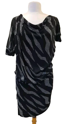 Vivienne Westwood Anglomania black silver Dress cowl neck stretch Size M UK 12 - Image 1 of 4