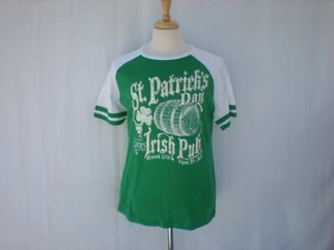 Lucky Irish St. Patricks Day Pub t-shirt Mens Medium M Green Baseball Jersey - Picture 1 of 7