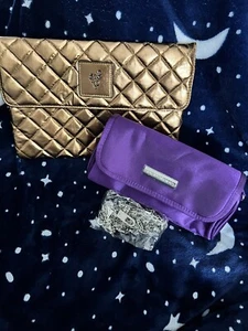 YOUNIQUE Purple Small Makeup Bag Chain Strap and gold Pocketbook / makeup bag - Picture 1 of 8