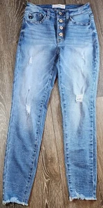 KanCan Light Wash Distressed Multi Button Closure Skinny Jeans Women's Size 3/25 - Picture 1 of 10