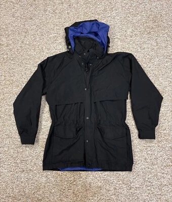 Chaqueta Eddie Bauer De Colección Para Hombre Talla M Gore-Tex Forrada Negra Cremallera Completa con Capucha Foto 1 de 4