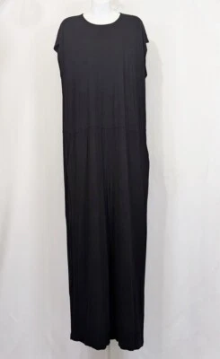 Mono Eileen Fisher Misses Talla XL Negro Jersey Tejido Mono Pierna Ancha Foto 1 de 4