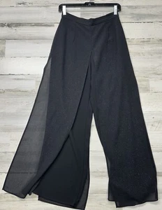 J.R. Nites by Caliendo Womens Sz 4 Black Pants Sparkle Sheer Overlay Wide Leg - Picture 1 of 9