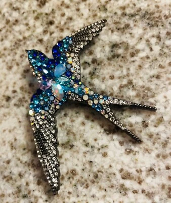 Impresionante broche pájaro azul Heidi Daus Foto 1 de 4