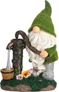 Collections Resin Garden Gnomes Decor with Solar Lights, Light Green Outdoor De - Picture 1 of 8