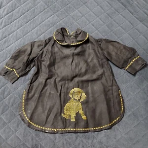 Antiguo vintage (?) Perro punto de cruz a mano superior para niño negro amarillo por favor leer - Imagen 1 de 14