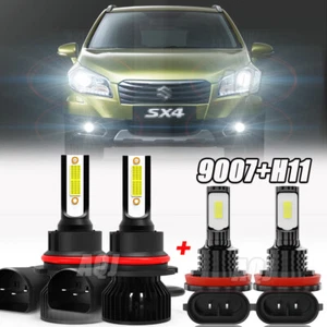 For Suzuki SX4 2007-2013 4x Combo 9007 + H11 LED Headlight Fog Light White Bulbs - Picture 1 of 16