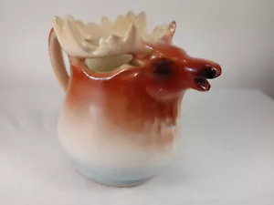Vintage Austria Deer Stag Moose Elk Creamer Pitcher Ceramic Pottery - Picture 1 of 7