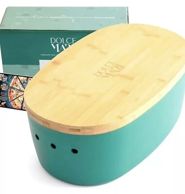 Dolce Mare хлеб коробка бамбуковая крышка/режущая доска зеленый озеро цвет новый в коробке - Изображение 1 из 4