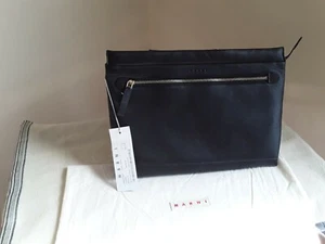 MARNI LARGE BLACK LAMB LEATHER POCHETTE RRP £680 - Picture 1 of 5