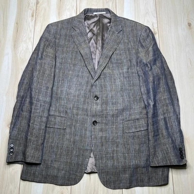 Hickey Freeman Platinum Mens Gray Linen Single Breasted Blazer Jacket Size 44 - Image 1 of 4