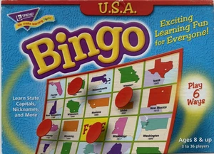 U.S.A. BINGO di Trend Enterprises. Parzialmente NON PERFORATO! MOLTO BUONO! - Foto 1 di 6