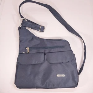 Travelon Anti-Theft Navy Blue Crossbody Purse Shoulder Bag -Locks, Wire in Strap - Picture 1 of 5