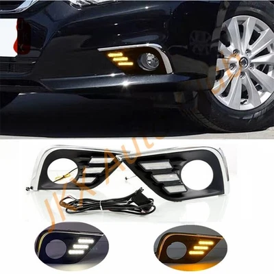 Par de faros antiniebla diurnos LED DRL intermitentes dinámicos para Nissan Altima 16-18 Foto 1 de 4