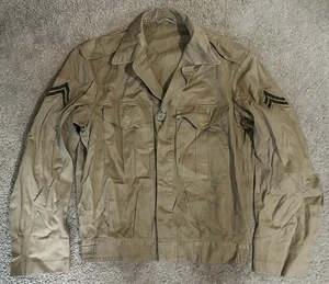 Manteau habillé uniforme coton marron kaki WW2 USMC années 40 patché nommé - Photo 1/11