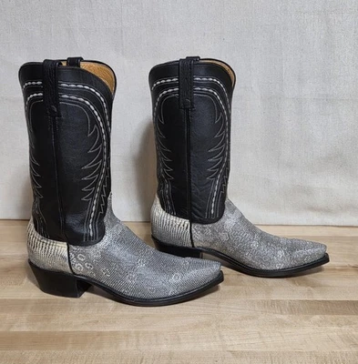 Botas de Vaquero Lucchese, Para Hombre 9 D, Anillo Lagarto, Top Negro, N8191 Foto 1 de 4