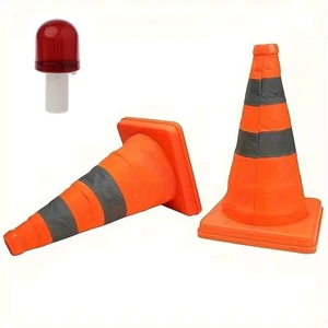 Foldable Reflective Traffic Safety Cone with LED Warning Light for Car & Parking - Picture 1 of 7
