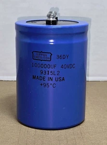 NIPPON CHEMI-CON Capacitor 36DY, 100000UF, 40VDC, 9315L2 - Picture 1 of 8