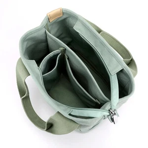 Mini Canvas Bucket Tote Bag Women Thickened Shoulder Purse with Zipper Closure - Picture 1 of 10