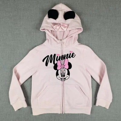 Moletom com capuz Disney Minnie Mouse meninas 7 orelhas rosa com zíper arco Disney Junior - Imagem 1 de 4