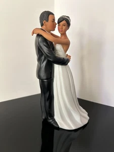 African American Porcelain Couple Wedding cake topper NIB - Picture 1 of 4