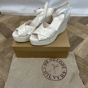 Penelope Chilvers Santorini Atelier Satin Espadrille Sandal - Ivory UK7 RRP£159 - Picture 1 of 6