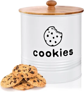 Cookie Jar, White Cookie Jars with Lids Airtight, Cute Cookie Tins, Large Cookie - Picture 1 of 12