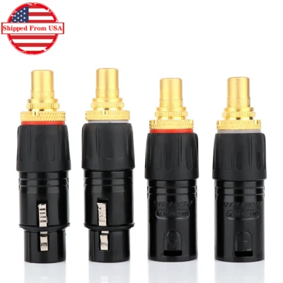 2x Neutrik 3Pin XLR fêmea macho para RCA fêmea conector adaptador de cabo de áudio HiFi - Imagem 1 de 4