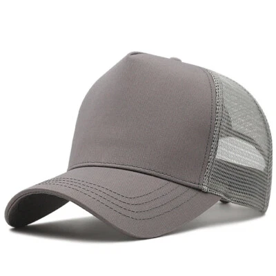 M/L/XL/XXL/3XL Trucker Mesh Hat 5-Panel Baseball Cap Plain Men Oversize Big Hat  - Image 1 of 4