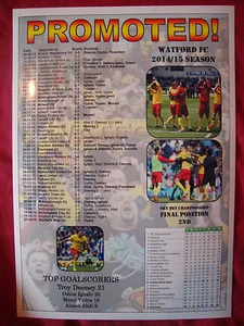 Watford FC Championship runners-up 2015 - Watford promoted - souvenir print - Picture 1 of 1