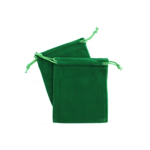 BULK 25 Velvet Drawstring Bags 12cm x 10cm Christmas Green Jewelry Pouch - TL096 - Picture 1 of 2