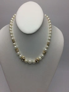 $42 Anne Klein Gold-Tone Blanc Pearl All Around Collar Necklace #834 - Picture 1 of 4