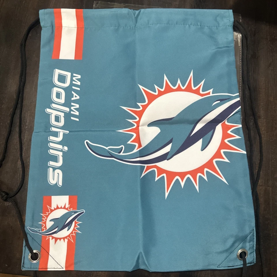 NFL Football Drawstring Bag - Backpack - Gym Bag - Miami Dolphins - Image 1 of 1